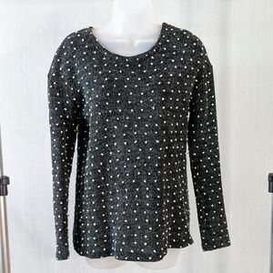 Black with white spots scoop neck sweater
